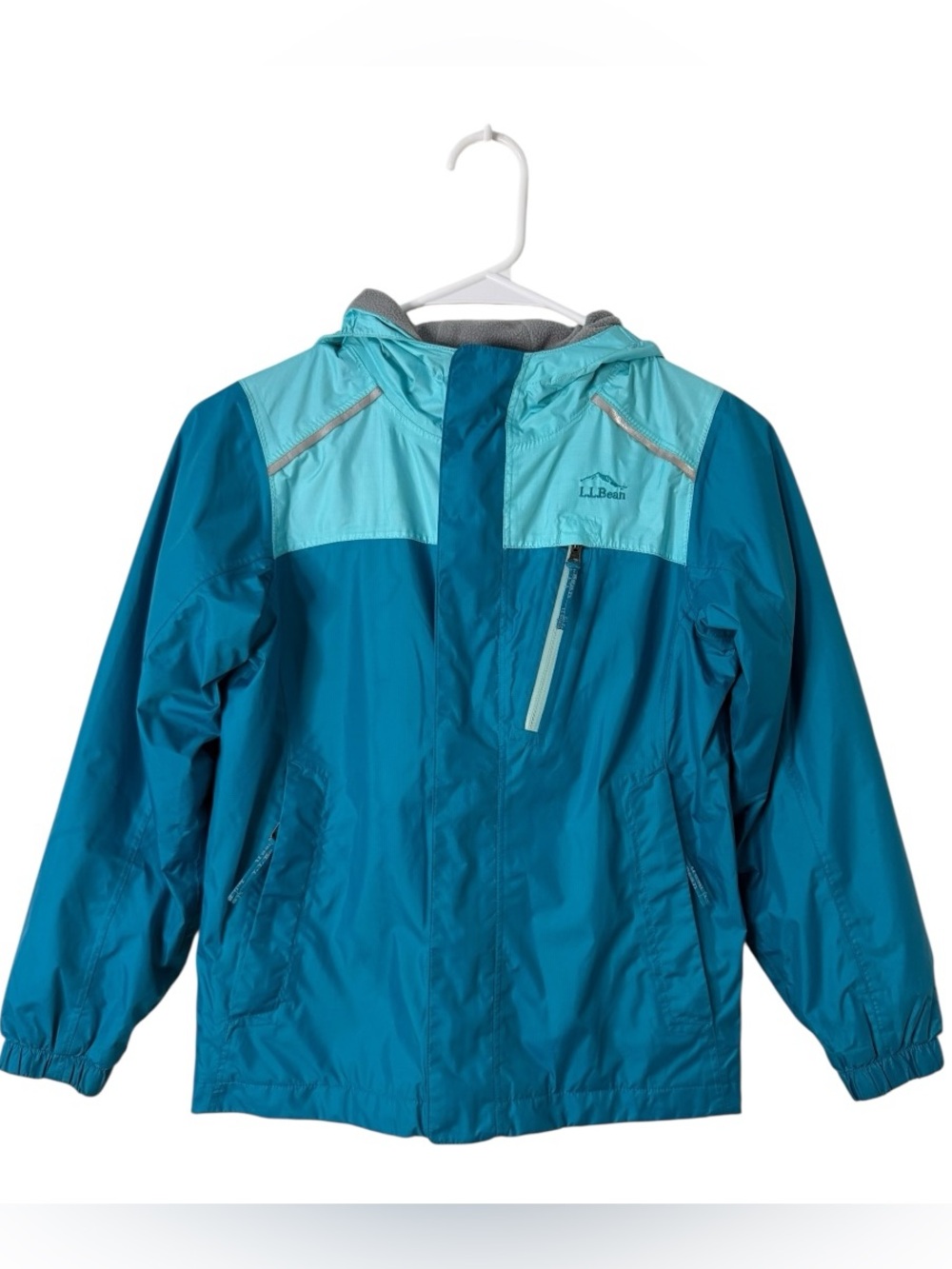 L.L.Bean Kids TEK Waterproof Fleece Lined Hooded Jacket Blue Size 8 Youth